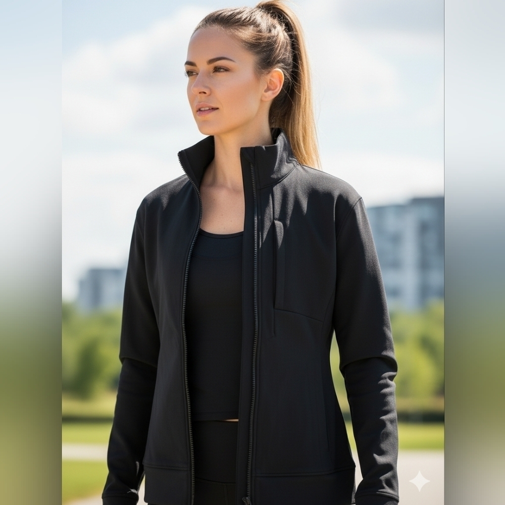 Lululemon In Profile Jacket Black Full Zip Mock Neck Activewear Size M Euc